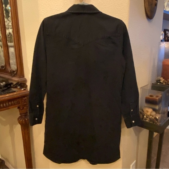 LEVI’S Women Black Pearl Snap Button Denim Shirt Dress Western Style Size Small - Picture 4 of 7